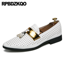 Shoes Brand Black Summer Designer Tassel Runway White Slip On Casual Fashion Big Size 2021 New Breathable Men Loafers Hollow Out 2024 - buy cheap