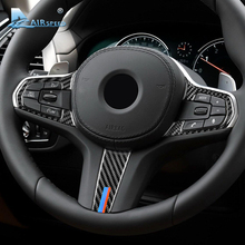 Velocidade do ar para bmw série 5 g30 x3 g01 acessórios de fibra carbono interior do carro volante botões capa guarnição decoração adesivos 2024 - compre barato