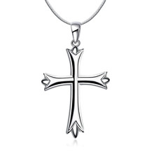 Hot Silver color cross charm pendant necklace simple jewelry beautiful Christmas gift top quality global hot 2024 - buy cheap