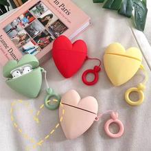 Love heart Earphone Case For Apple Airpods 2 Cover Soft Silicone Earphone Covers for Airpods Case Bag Protective Strap Cute 2024 - buy cheap