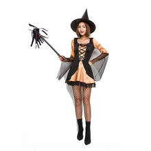 Adult Witch Costume Halloween Christmas Witch Dress Sexy Costumes For Women anime game cosplay Long Orange Swallowtail Dresses 2024 - buy cheap
