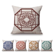 Funda de almohada decorativa para sofá, funda de cojín de lino y algodón con diseño geométrico nórdico, color rojo, azul y verde, 45x45, envío directo 2024 - compra barato