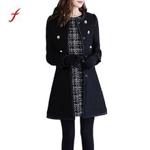Elegant Fashion Long wool Coat Women Winter Warm Outwear Wool Lapel Trench Coat Jacket Detachable Fur Collar Women Coats /PT 2024 - buy cheap
