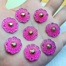 15pcs 20mm Resin Sewing flower Buttons Gold Rhinestone 2 holes-B123 2024 - buy cheap
