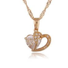 MxGxFam Heart Pendant Necklace  18 K Yellow Gold Color Color Stonewith Free Matching Chain 2024 - buy cheap