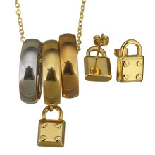 Conjunto de joias colares e pingentes femininos, gargantilha em aço inoxidável dourado com fecho colorido 2024 - compre barato
