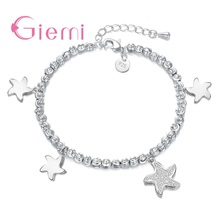 Romantic Lovely Starfish Shape Design Pendant Bracelets Real 925 Sterling Silver For Women Female Crystal Jewelry Gift 2024 - buy cheap