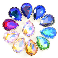 20pcs 13x18mm Crystal Glass Sew On Claw Rhinestone High Quality Teardrop Colorful Sew On Rhinestone With Claw For Wedding B3737 2024 - buy cheap