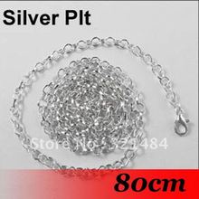 Free Ship! 100PCS 3mm 80cm Silver Plated Metal Jewelry Link Rolo Chain Necklace With Lobster clasp 2024 - buy cheap