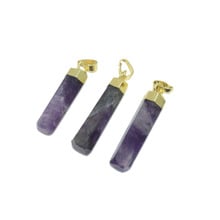 Gold Cap Natural Stone Purple crystal quartz long pendant for femme girl charms Stick Stripe gem jewelry accessories making 2024 - buy cheap