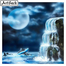 Новый 5d diy Алмазная картина Луна водопад пейзаж полный квадрат 3d кристалл бриллиантовой вышивки мозаика набор для украшения дома 2024 - купить недорого