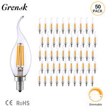 Grensk 50pcs/lot C35 4W E14 LED Candle Bulbs Warm White 2700K Vintage Led Lamp 35W Equivalent 350lm Dimmable Led Filament Bulb 2024 - buy cheap