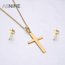 YiKLN Trendy Stainless Steel Sets For Women Gold Color Cross Shape Necklace Earrings For Women Lover's Anniversary Jewelry 2024 - buy cheap