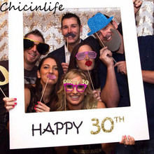 Chicinlife 1 шт., Фотофон Happy 30th 40th 50th 60th с рамкой, реквизит для взрослых на день рождения, юбилей, украшение, принадлежности 2024 - купить недорого