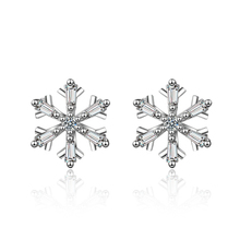 Top Quality Silver Plated Girl Wedding Party Accessories Fashion Crystal Snowflake Stud Earrings For Women Jewelry Female 2024 - buy cheap