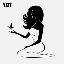 YJZT 13.1CM*14.2CM Vinyl Decal Beauty Woman Butterfly Car Stickers Decal Black/Silver C24-0160 2024 - buy cheap