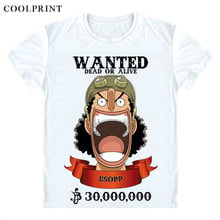 COOLPRINT-camisetas de una pieza, camisas de manga corta de Anime, sombrero de paja, camisa de Cosplay de piratas Usopp Sogeking King of Snipers usopu 2024 - compra barato