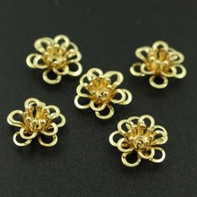 12mm Filigree Flower Bead Caps Charms Brass Metal Findings DIY Jewelry Accessories Choose Colors 2024 - buy cheap