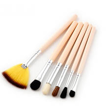 GUJHUI 6 шт цвет кожи деревянная ручка кисти для макияжа смешивание мощности тени для век Eyebrown кисть для глаз косметический инструмент для макияжа 2024 - купить недорого