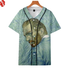 Van Gogh 3D Beisebol Impressão Camisetas Mulheres/Homens Verão de Manga Curta 2018 Novas Tshirts Moda Streetwear Ocasional T Do Basebol camisas 2024 - compre barato
