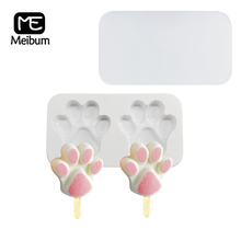 Meibum 2 Cavity Silicone Ice Cream Mold Bear Paw Shape Ice Lolly Juice Dessert Popsicle Mould Frozen Sucker Tray Making Tools 2024 - buy cheap