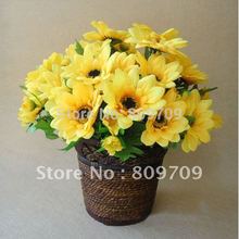 10pcs/Lot Lifelike Artificial Silk 7 Sunflower Bush Flower Bouquet Plants Wedding Party Home Decor 2024 - buy cheap