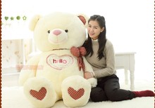 O adorável arco urso de pelúcia boneca coração olá urso brinquedo de pelúcia boneca presente de aniversário branco cerca de 150cm 2024 - compre barato