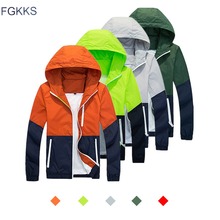 FGKKS Men Jacket Windbreake Autumn Men's Fashion Jacket Hooded Casual Male Coat Thin Men's Jackets Sunscreen 2024 - buy cheap