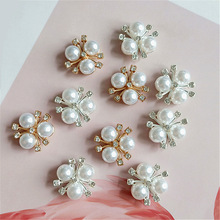 50 PCS 20mm Fashion Metal Alloy Imitation Pearl Crystal Rhinestone Flowers Connectors Charm For Jewelry Making 2024 - buy cheap