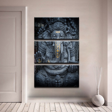 Lienzos-pintura de Dios de la India para decoración de sala de estar, imágenes de arte de pared Ganapati, Lord Ganesha, Marco del cartel HD, 3 piezas 2024 - compra barato