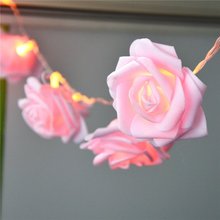 Holiday Lights 20LED Novelty Battery Operated Pink Rose Flower String Lights Wedding Lights Fairy String for Garden Party Decor 2024 - buy cheap