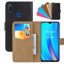 Capa carteira de couro pu retrô luxuosa, capa com alça magnética tipo carteira para oppo realme 3 pro 2024 - compre barato