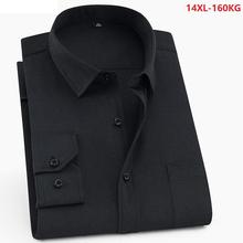 Мужская деловая рубашка с отложным воротником, черный топ с длинными рукавами, большие размеры 10XL 11XL 12XL 13XL 14XL 7XL 8XL 9XL 2024 - купить недорого