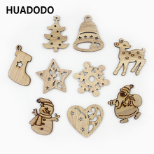 Huadodo pingentes de madeira para natal, 50 peças, decoração criativa, natal, árvore, presente, natal, festa, decoração diy 2024 - compre barato