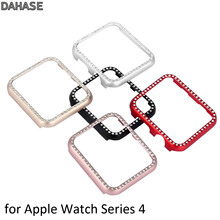 Funda brillante de mujer para Apple Watch, carcasa de diamante de 44mm/40mm serie 4, marco de aleación de aluminio, parachoques para iWatch 2024 - compra barato
