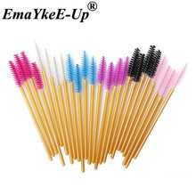 4bag 200pcs Gold Holder Disposable Eyelash Brushes Mascara Wands Applicator Brush Eye lashes Comb Spoolers Cosmetic Makeup Tools 2024 - buy cheap