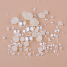 Perlas de imitación de ABS para manualidades, perlas semiredondas planas de resina para álbum de recortes, decoración artesanal, color blanco, 14mm, 100 unids/paquete, promoción 2024 - compra barato