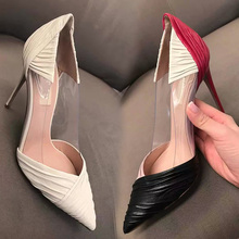 Lady Super High Heel Pumps Sexy Woman Thin Heel Shoes Pointed Toe Dress Shoes Mix Color Shoes Elegant Wedding Office Stiletto 2024 - buy cheap