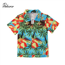 Pudcoco 2018 Hawaiian Style Kid Boys Shirts Hot Summer Kids Baby Boy Coconut tree Flowers Print Beachwear Shirt Casual Boys Tops 2024 - buy cheap