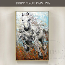 Painter Team Directly Supply High Quality Hand-painted White Horse Oil Painting on Canvas Textured Horse Oil Painting for Home 2024 - buy cheap