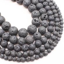 Rough Surface Black Volcanic Lave Stone 6,8,10,12,14mm Round Loose beads 15" , we provide mixed wholesale for all items ! 2024 - buy cheap