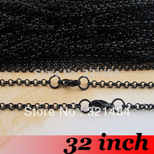 Gunmetal Black 100pcs 3mm 32inch Rolo Chain Necklace Jewelry Findings Accessories 2024 - buy cheap