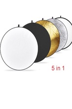 5-IN-1 (43'') Gold, Silver, White, Black Photography Collapsible Light Reflector, High Quality Studio Accessory 2024 - buy cheap