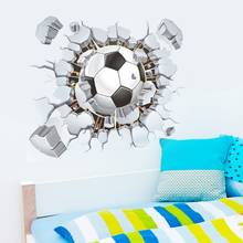 3d взломанные наклейки на стену с изображением футбольного футбола для детской комнаты, спальни, украшение для дома, ПВХ наклейки на стену, роспись своими руками, искусство 2024 - купить недорого