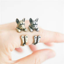 Wholesale new 2016 trendy cute vintage French Bulldog men rings animal fashion jewelry nenya French Bulldog women rings gift 2024 - buy cheap