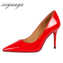 2019 New Spring/Autumn Women Pumps High Thin Heel Pointed Toe Shallow Slip-On Sexy Office Ladies Women Shoes Red High Heels 2024 - buy cheap