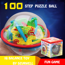 100 шагов 3D волшебный лабиринт шар головоломка Интеллектуальный мраморный вращающийся шар Игра Головоломка для мозга IQ баланса тренировочная игрушка 2024 - купить недорого
