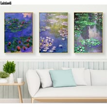 Pintura de diamante 5d diy monet flor de lótus paisagem bordado pintura lírio de água imagem de strass mosaico 3 peças decoração 2024 - compre barato