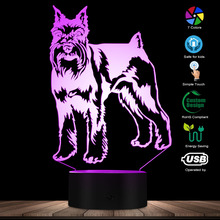 Miniature Schnauzer Standing Portrait Dog LED Night Light 3D Table Decor Lamp Animal Pet Puppy Kid Room Night Light Sleepy Lamp