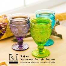 New arrival 1pcs Colorful glass Artificial suppression Sunflower relief tall red wine glass cup/Juice Cup/Gifts/Home decoration 2024 - buy cheap